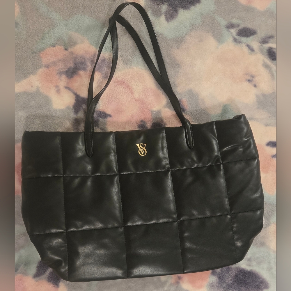 Black Quilted Tote Bag